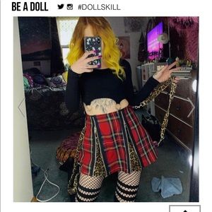 Plaid red skirt from dolls kill by current mood.